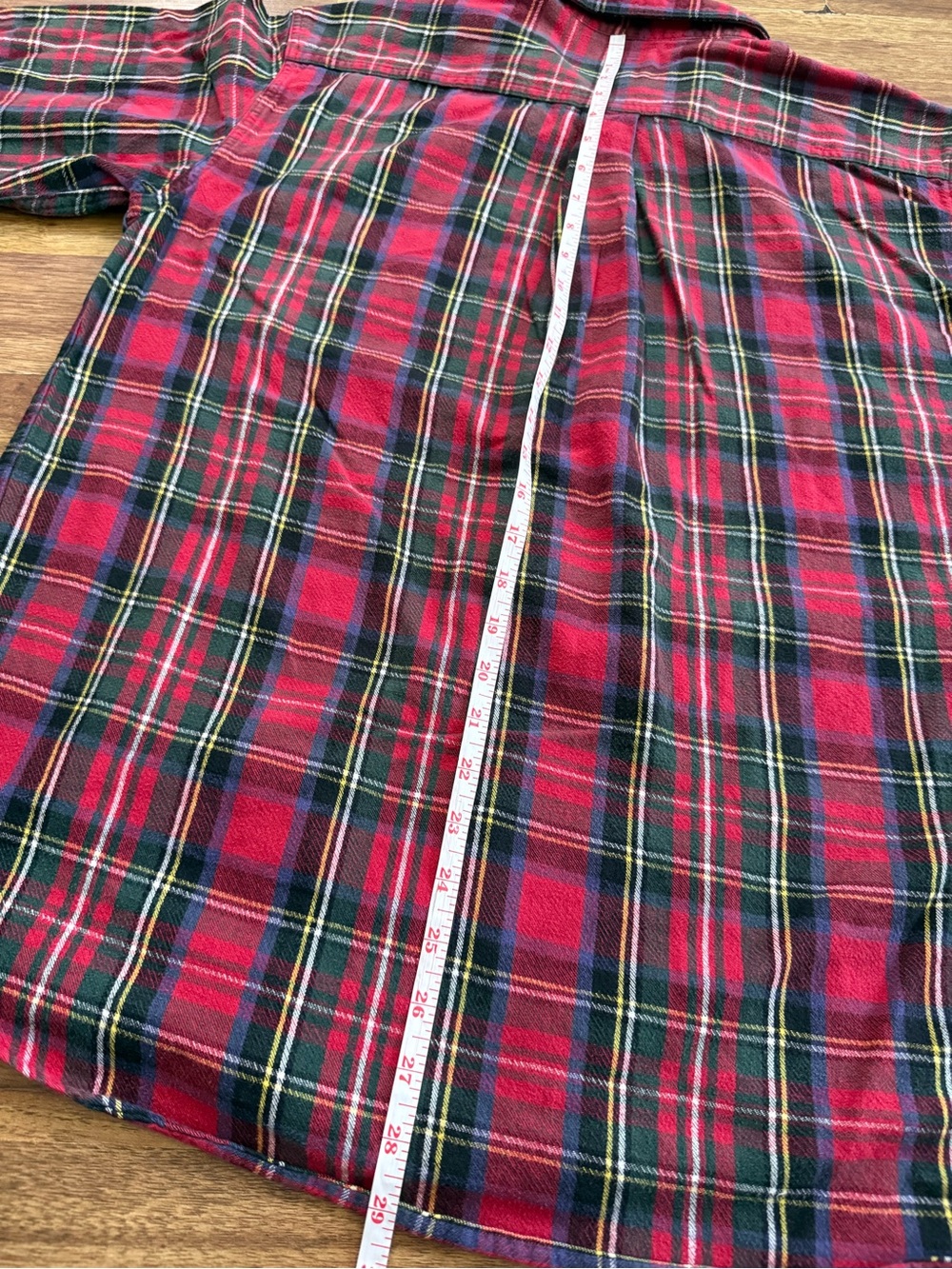 L.L. Bean Red and Green Plaid Button-Down Shirt - Picture 7 of 8